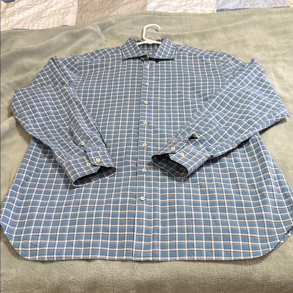 Byron  Blue and White Plaid Shirt:  BRITISH WITH APPT ONLY OUTFITTERS